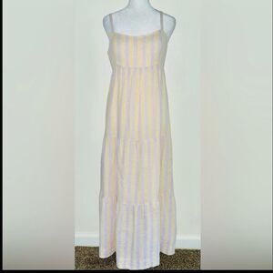 Lilly Pulitzer Javanne Linen Maxi Dress EUC Lilac Island Secrets Stripe 10